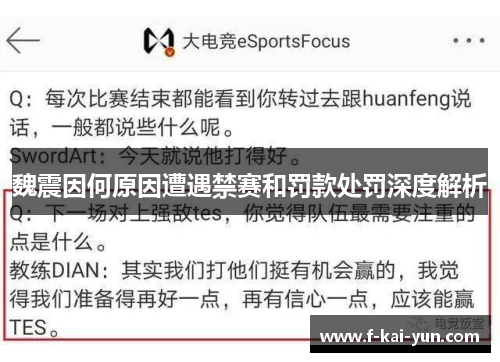 魏震因何原因遭遇禁赛和罚款处罚深度解析